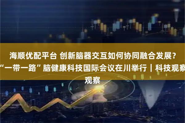 海顺优配平台 创新脑器交互如何协同融合发展？“一带一路”脑健康科技国际会议在川举行｜科技观察